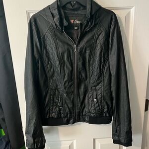 Women’s GUESS Leather Jacket with Hood